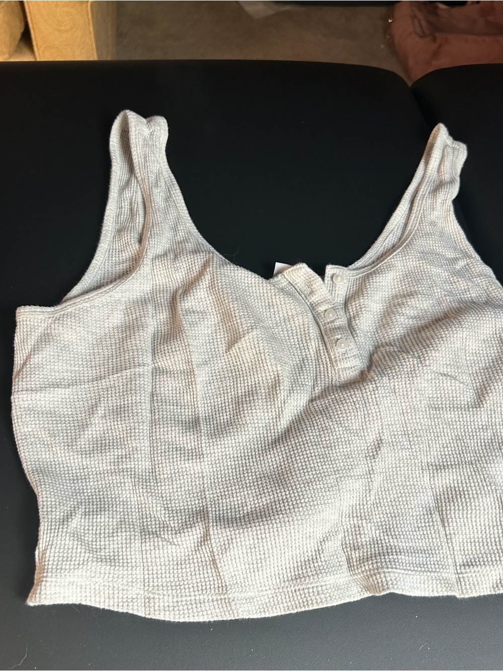 Old Navy Light Gray Waffle Knit Tank Crop Top